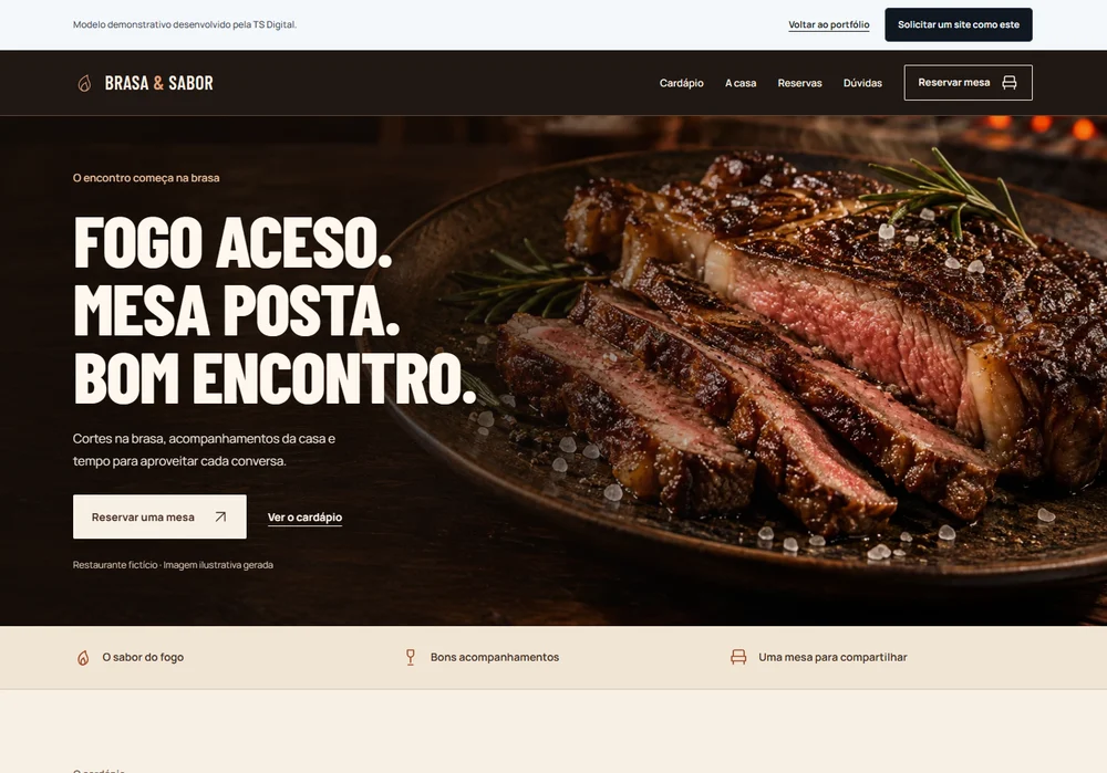 Prévia navegável do projeto fictício BRASA & SABOR
