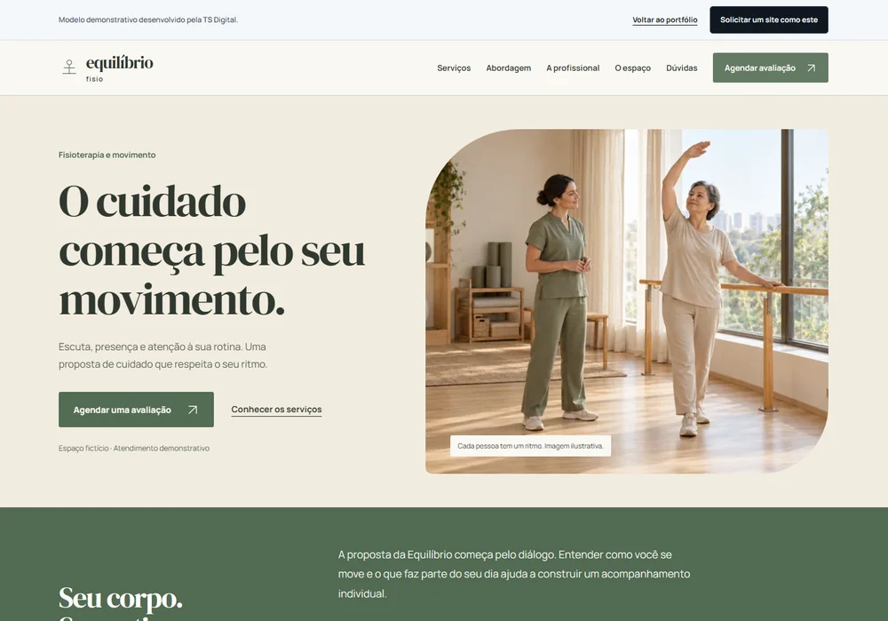 Prévia navegável do projeto fictício EQUILÍBRIO FISIO
