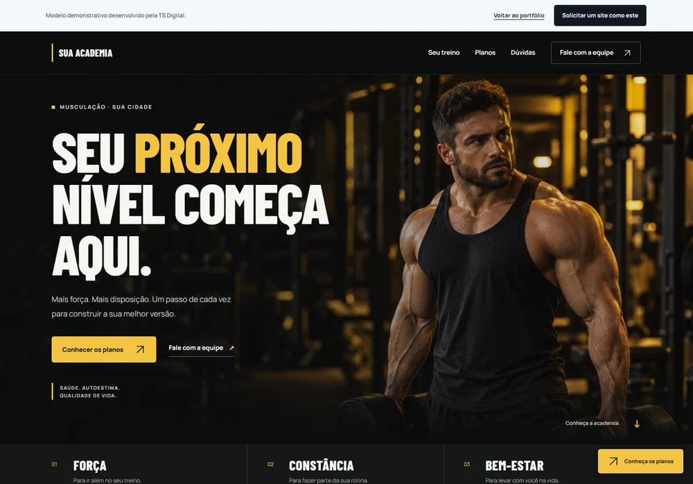 Prévia navegável do projeto fictício MOVIMENTO PERFORMANCE