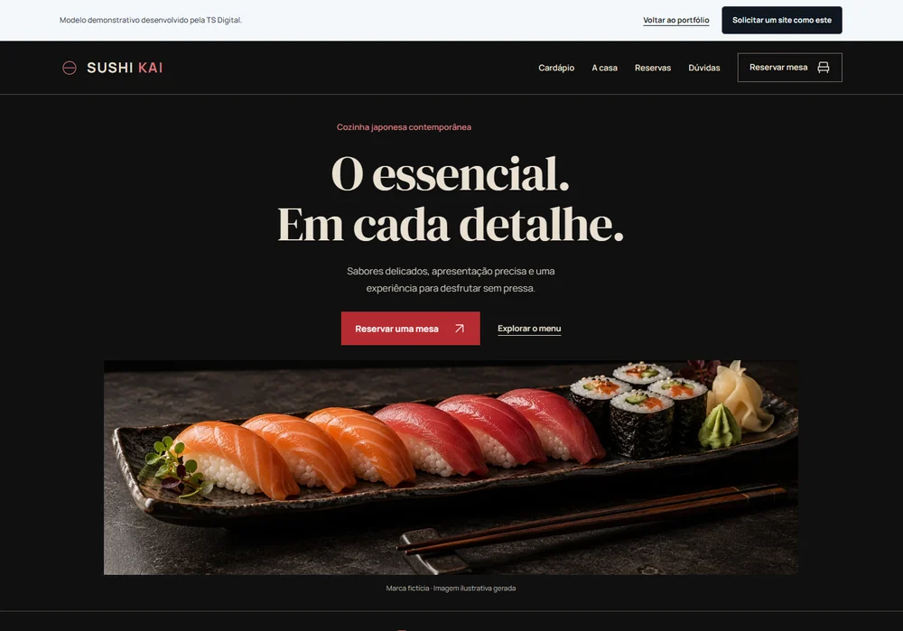 Prévia navegável do projeto fictício SUSHI KAI