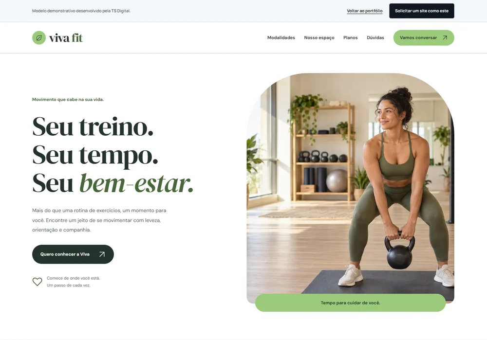 Prévia navegável do projeto fictício VIVA FIT